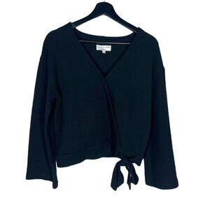 Madewell Texture & Thread Black Wrap Side Tie Long Sleeve Top Small